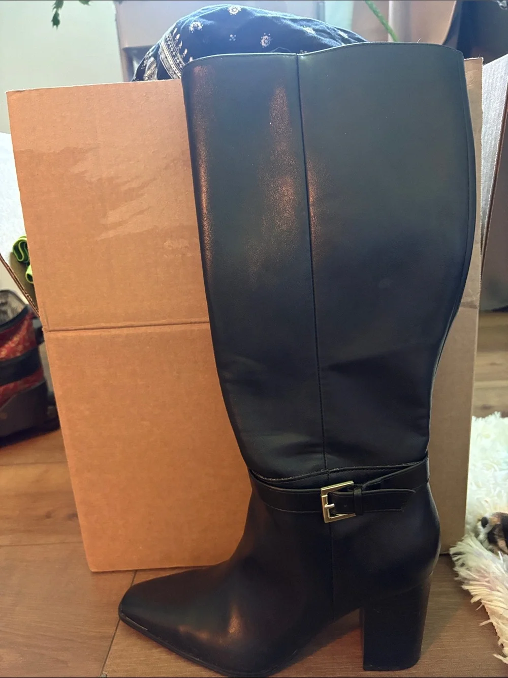 Unisa Black Knee High Block Heel Boots